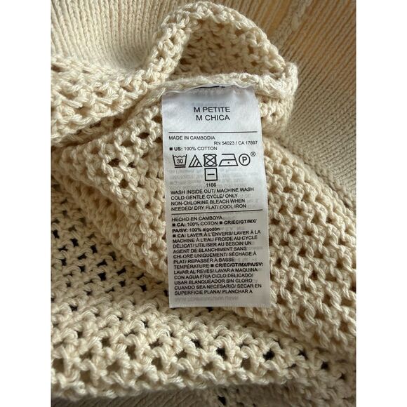 Old Navy Women Sweater PM Beige Boat-Neck Open-Stitch Long Sleeve #664082 NWT - Picture 4 of 10